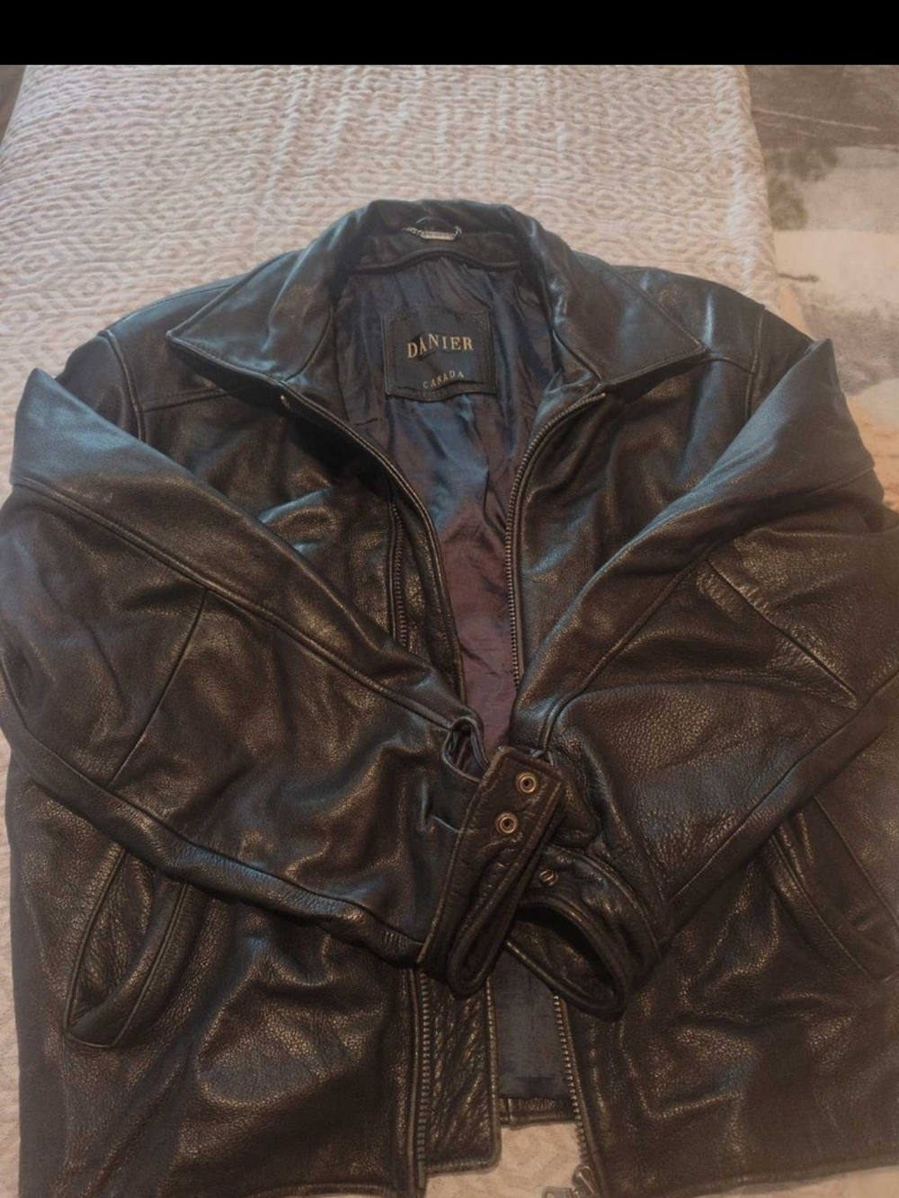 Vintage Danier Black Leather Men's Zip Jacket